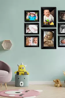 eCraftIndia Memory Wall Collage Photo Frame - Set of 8 Photo Frames for 6 Photos of 4"x6", 2 Photos of 5"x7"