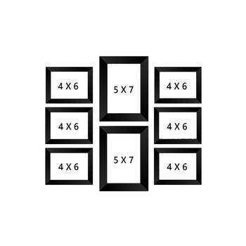 eCraftIndia Memory Wall Collage Photo Frame - Set of 8 Photo Frames for 6 Photos of 4"x6", 2 Photos of 5"x7" 4
