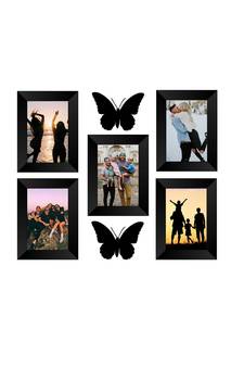 eCraftIndia Memory Wall Collage Photo Frame - Set of 5 Photo Frames for 5 Photos of 5"x7", 2 Pieces of BUTTERFLIES