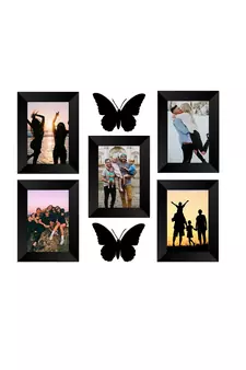 eCraftIndia Memory Wall Collage Photo Frame - Set of 5 Photo Frames for 5 Photos of 5"x7", 2 Pieces of BUTTERFLIES