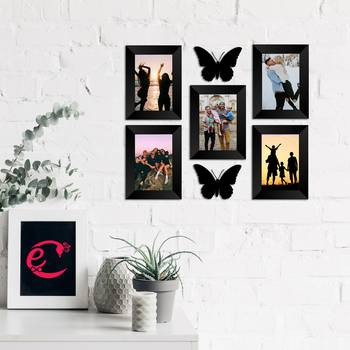 eCraftIndia Memory Wall Collage Photo Frame - Set of 5 Photo Frames for 5 Photos of 5"x7", 2 Pieces of BUTTERFLIES 2