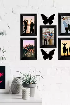 eCraftIndia Memory Wall Collage Photo Frame - Set of 5 Photo Frames for 5 Photos of 5"x7", 2 Pieces of BUTTERFLIES