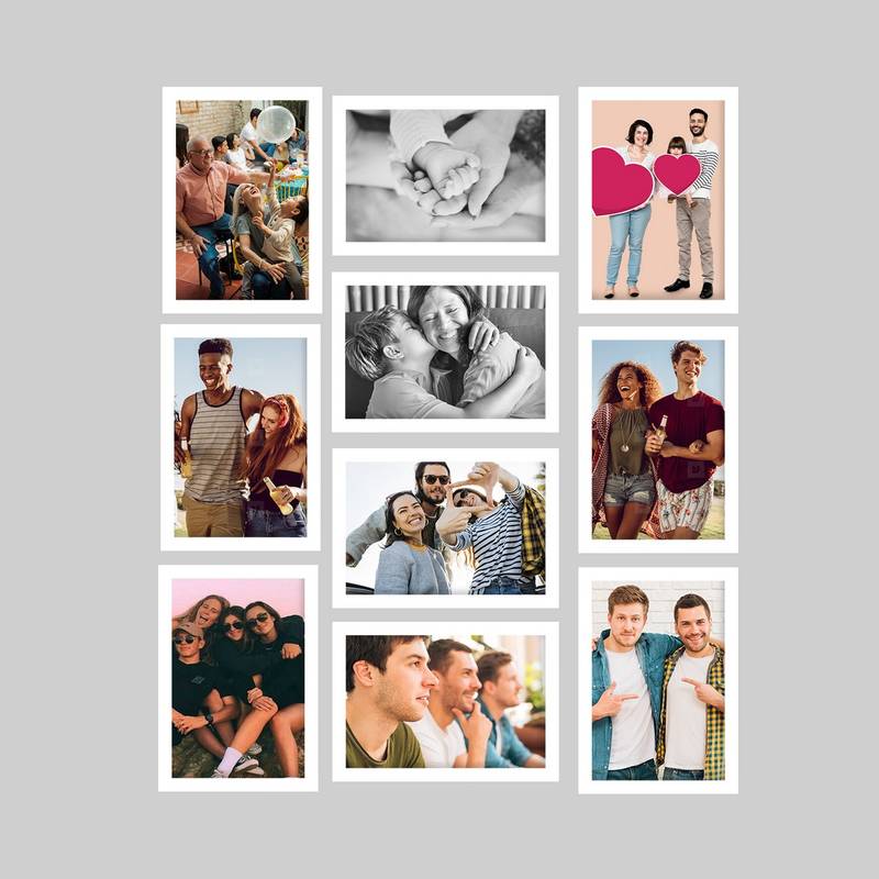 eCraftIndia Memory Wall Collage Photo Frame - Set of 10 Photo Frames for 10 Photos of 5"x7"
