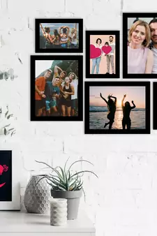 eCraftIndia Memory Wall Collage Photo Frame - Set of 6 Photo Frames for 3 Photos of 5"x7", 3 Photos of 8"x10"