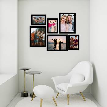 eCraftIndia Memory Wall Collage Photo Frame - Set of 6 Photo Frames for 3 Photos of 5"x7", 3 Photos of 8"x10" 3