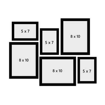 eCraftIndia Memory Wall Collage Photo Frame - Set of 6 Photo Frames for 3 Photos of 5"x7", 3 Photos of 8"x10" 4