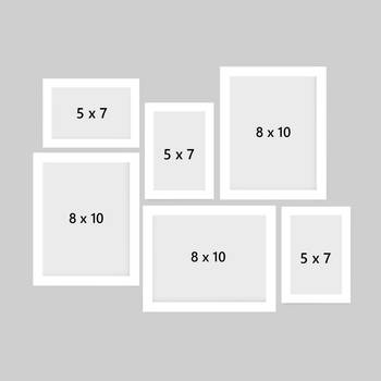 eCraftIndia Memory Wall Collage Photo Frame - Set of 6 Photo Frames for 3 Photos of 5"x7", 3 Photos of 8"x10" 4