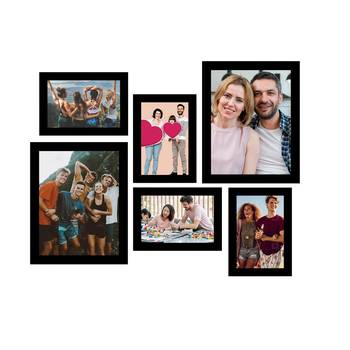 eCraftIndia Memory Wall Collage Photo Frame - Set of 6 Photo Frames for 4 Photos of 5"x7", 2 Photos of 8"x10" 1