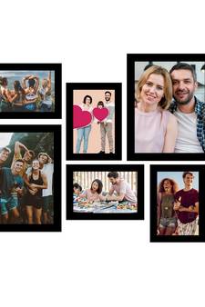 eCraftIndia Memory Wall Collage Photo Frame - Set of 6 Photo Frames for 4 Photos of 5"x7", 2 Photos of 8"x10"