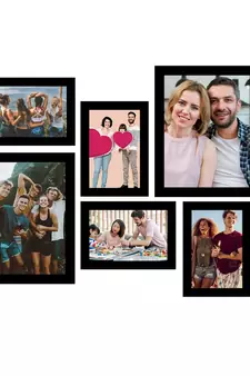 eCraftIndia Memory Wall Collage Photo Frame - Set of 6 Photo Frames for 4 Photos of 5"x7", 2 Photos of 8"x10"
