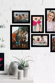 eCraftIndia Memory Wall Collage Photo Frame - Set of 6 Photo Frames for 4 Photos of 5"x7", 2 Photos of 8"x10"