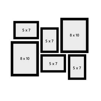 eCraftIndia Memory Wall Collage Photo Frame - Set of 6 Photo Frames for 4 Photos of 5"x7", 2 Photos of 8"x10" 4
