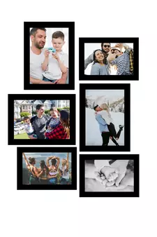 eCraftIndia Memory Wall Collage Photo Frame - Set of 6 Photo Frames for 3 Photos of 5"x7", 3 Photos of 6"x8"