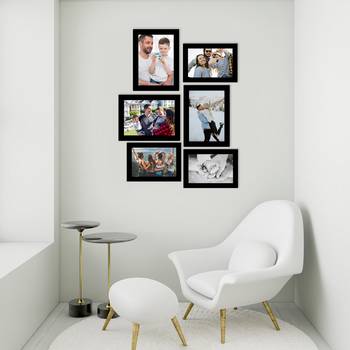 eCraftIndia Memory Wall Collage Photo Frame - Set of 6 Photo Frames for 3 Photos of 5"x7", 3 Photos of 6"x8" 3