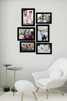 eCraftIndia Memory Wall Collage Photo Frame - Set of 6 Photo Frames for 3 Photos of 5"x7", 3 Photos of 6"x8"