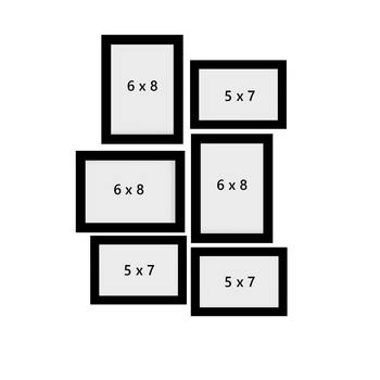 eCraftIndia Memory Wall Collage Photo Frame - Set of 6 Photo Frames for 3 Photos of 5"x7", 3 Photos of 6"x8" 4