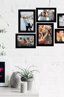 eCraftIndia Memory Wall Collage Photo Frame - Set of 6 Photo Frames for 4 Photos of 5"x7", 2 Photos of 6"x8"