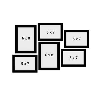 eCraftIndia Memory Wall Collage Photo Frame - Set of 6 Photo Frames for 4 Photos of 5"x7", 2 Photos of 6"x8" 4