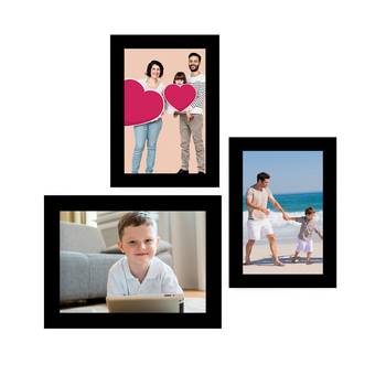 eCraftIndia Memory Wall Collage Photo Frame - Set of 3 Photo Frames for 2 Photos of 5"x7" and 1 Photo of 6"x8" 1