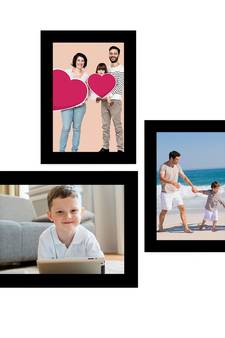 eCraftIndia Memory Wall Collage Photo Frame - Set of 3 Photo Frames for 2 Photos of 5"x7" and 1 Photo of 6"x8"