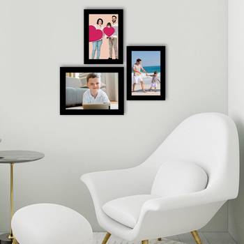 eCraftIndia Memory Wall Collage Photo Frame - Set of 3 Photo Frames for 2 Photos of 5"x7" and 1 Photo of 6"x8" 3