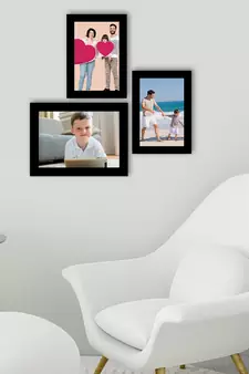 eCraftIndia Memory Wall Collage Photo Frame - Set of 3 Photo Frames for 2 Photos of 5"x7" and 1 Photo of 6"x8"