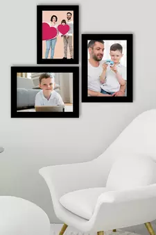 eCraftIndia Memory Wall Collage Photo Frame - Set of 3 Photo Frames for 1 Photo of 5"x7" and 2 Photos of 6"x8"