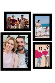 eCraftIndia Memory Wall Collage Photo Frame - Set of 4 Photo Frames for 3 Photos of 5"x7" and 1 Photo of 8"x10"