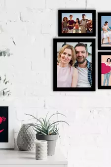 eCraftIndia Memory Wall Collage Photo Frame - Set of 4 Photo Frames for 3 Photos of 5"x7" and 1 Photo of 8"x10"