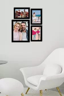eCraftIndia Memory Wall Collage Photo Frame - Set of 4 Photo Frames for 3 Photos of 5"x7" and 1 Photo of 8"x10"