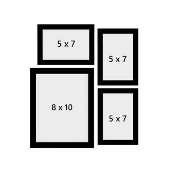 eCraftIndia Memory Wall Collage Photo Frame - Set of 4 Photo Frames for 3 Photos of 5"x7" and 1 Photo of 8"x10" 4