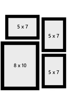 eCraftIndia Memory Wall Collage Photo Frame - Set of 4 Photo Frames for 3 Photos of 5"x7" and 1 Photo of 8"x10"