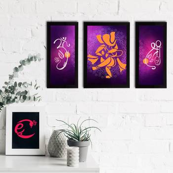 eCraftIndia Set of 3 Lord Ganesha Satin Matt Texture UV Art Painting 2