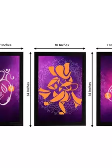 eCraftIndia Set of 3 Lord Ganesha Satin Matt Texture UV Art Painting