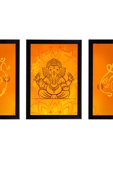 eCraftIndia Set of 3 Lord Ganesha Satin Matt Texture UV Art Painting