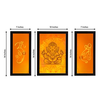 eCraftIndia Set of 3 Lord Ganesha Satin Matt Texture UV Art Painting 4