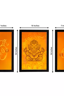 eCraftIndia Set of 3 Lord Ganesha Satin Matt Texture UV Art Painting