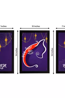 eCraftIndia Set of 3 Lord Ganesha Satin Matt Texture UV Art Painting