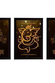 eCraftIndia Set of 3 Lord Ganesha Satin Matt Texture UV Art Painting