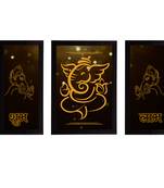 eCraftIndia Set of 3 Lord Ganesha Satin Matt Texture UV Art Painting