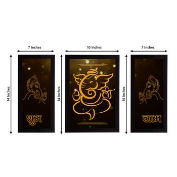 eCraftIndia Set of 3 Lord Ganesha Satin Matt Texture UV Art Painting 4