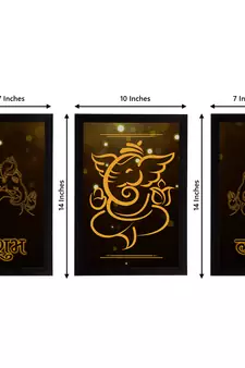 eCraftIndia Set of 3 Lord Ganesha Satin Matt Texture UV Art Painting