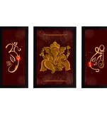 eCraftIndia Set of 3 Lord Ganesha Satin Matt Texture UV Art Painting