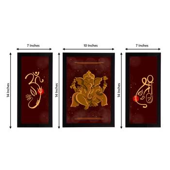 eCraftIndia Set of 3 Lord Ganesha Satin Matt Texture UV Art Painting 4