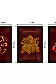 eCraftIndia Set of 3 Lord Ganesha Satin Matt Texture UV Art Painting