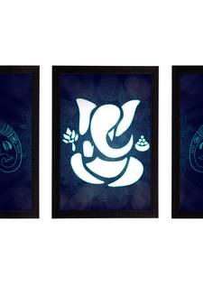 eCraftIndia Set of 3 Lord Ganesha Satin Matt Texture UV Art Painting
