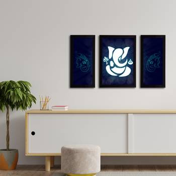eCraftIndia Set of 3 Lord Ganesha Satin Matt Texture UV Art Painting 3