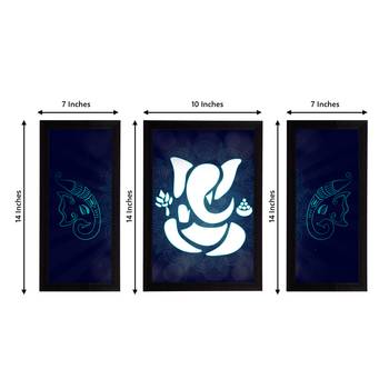 eCraftIndia Set of 3 Lord Ganesha Satin Matt Texture UV Art Painting 4
