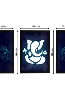 eCraftIndia Set of 3 Lord Ganesha Satin Matt Texture UV Art Painting