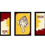 eCraftIndia Set of 3 Lord Ganesha Satin Matt Texture UV Art Painting